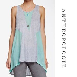 Sloane Rouge | Mint & Gray Chiffon Colorblock Contrast Tank Top | Size Medium